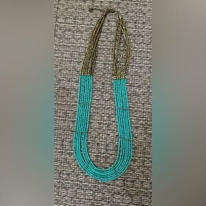 Seed Bead and Gold Tone Necklace